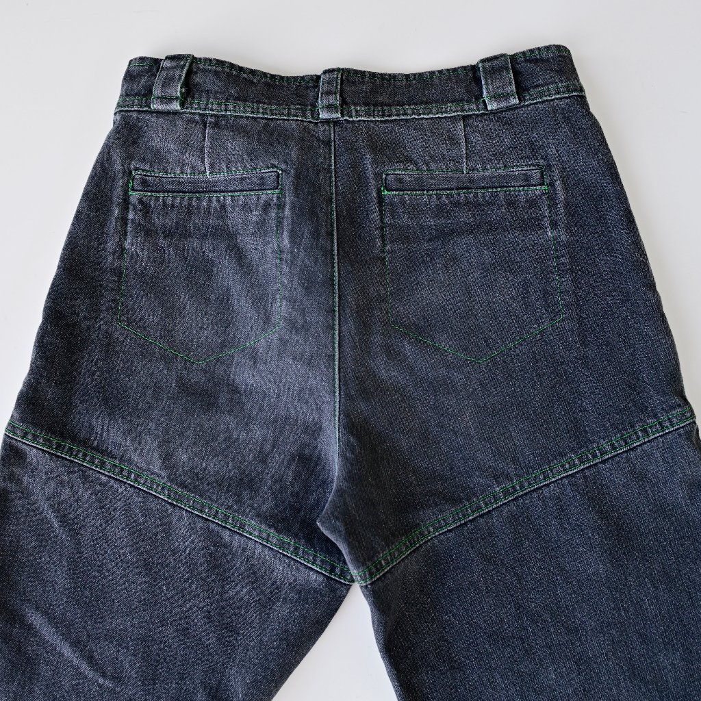 Cormio Made In Italy Panel Seam Wide Leg Denim Jeans Contrast Stitch Size S — image 8 of 8